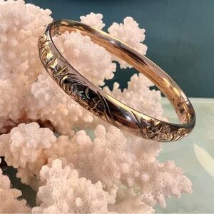 S&B LEDERER Antique Etched Bangle Bracelet